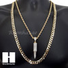 BULLET CHARM ROPE CHAIN DIAMOND CUT 30" CUBAN CHAIN NECKLACE SET G6