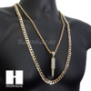 BULLET CHARM ROPE CHAIN DIAMOND CUT 30" CUBAN CHAIN NECKLACE SET G6