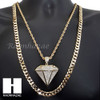 DIAMOND SHAPE ROPE CHAIN DIAMOND CUT 30" CUBAN CHAIN NECKLACE SET G10