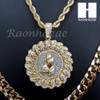 MEDALLION PRAYING HANDS DIAMOND CUT 30" CUBAN CHAIN NECKLACE SET G11