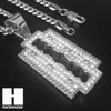316L Stainless steel Silver Razor Blade Pendant Miami Cuban SS026 316L Stainless steel Silver Razor Blade Pendant Miami Cuban SS026