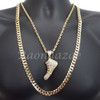 BLING JORDAN SHOE CHARM ROPE CHAIN DIAMOND CUT 30" CUBAN CHAIN NECKLACE SET G47