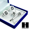 MENS 14K WHITE GOLD FREEMASON MASONIC SIGN G CUFFLINKS TIE PIN TIE CLIP GIFT BOX