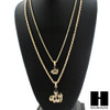 MENS MUSLIM ALLAH MUHAMMAD PENDANT W/ 22" 26" ROPE CHAIN NECKLACE SET26