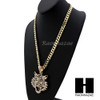 MENS HIP HOP TIGER PENDANT & DIAMOND CUT CUBAN LINK CHAIN NECKLACE NN57