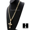 HIP HOP JESUS CROSS PENDANT & DIAMOND CUT CUBAN LINK CHAIN NECKLACE N41
