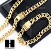 Stainless steel Gold Finish Heavy 10mm Miami Cuban Link Chain Necklace Bracelet3
