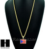 HIP HOP PUERTO RICO BORICUA FLAG CZ PENDANT w/ 4mm 24" ROPE NECKLACE CHAIN S239