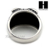 MEN STAINLESS STEEL HIP HOP ANTIQUE SILVER TONE OWL w/ ONYX RING 8-12 SR027CL