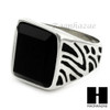 MEN STAINLESS STEEL HIP HOP ANTIQUE SILVER BLACK ONYX RING 8-12 SR028CL