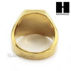 MEN STAINLESS STEEL HIP HOP 14K GOLD PLTED BLACK ONYX RING 8-12 SR030CL