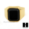 MEN STAINLESS STEEL HIP HOP 14K GOLD PLTED BLACK ONYX RING 8-12 SR030CL