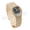 HIP HOP RAONHAZAE GOLD FINISHED LAB DIAMOND WATCH CUBAN CHAIN SET10