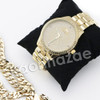 HIP HOP RAONHAZAE GOLD FINISHED LAB DIAMOND WATCH CUBAN CHAIN SET8