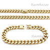 Hip Hop Men 14k Gold Finish Heavy Cuban Link Chain / Bracelet 9" 24" 30" 36" Set