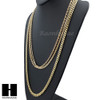 HIP HOP 14K GOLD PT 4 CHAINS ROPE, BOX, 30" CUBAN LINK NECKLACE CHAIN SET GN158G