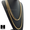 HIP HOP 14K GOLD PT 4 CHAINS ROPE, BOX, 30" CUBAN LINK NECKLACE CHAIN SET GN158G