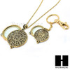 Gold 5X Magnifying Glass Round Filigree Key Chain Pendant Chain Necklace Set SJ3G