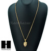 MEN STAINLESS STEEL MINI LION FACE PENDANT 24" CUBAN NECKLACE SET NP002