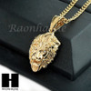 MEN STAINLESS STEEL MINI LION FACE PENDANT 24" CUBAN NECKLACE SET NP002