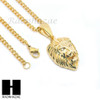 MEN STAINLESS STEEL MINI LION FACE PENDANT 24" CUBAN NECKLACE SET NP002