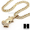 Hip Hop 14k Gold Plated Praying Hands Pendant 30" Cuban Link Chain N07