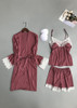 V Neck Silk Eyelash Spaghetti Straps Camisole  Lingerie Sleepwear Set/Free Shipping