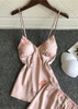 Flamingos Printed V-Neck Silk  Camisole  Lingerie Sleepwear Set/Free Shipping