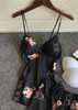 Flamingos Printed V-Neck Silk  Camisole  Lingerie Sleepwear Set/Free Shipping