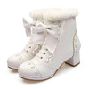 High Heeled Bow Lace Boots Lolita Shoes [3 Colors] #JU2219