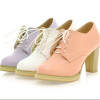 Harajuku Pastel Lace Up Pumps 8cm High Heels Shoes [3 Colors] #JU2034