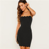 Scalloped Trim Sleeveless Party Mini Dress