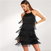 Black Layered Fringe Party Dress
