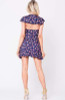 Navy Blue Floral Print Fit and Flared Mini Dress