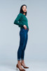 Green Woolen Sweater With Textured Detail