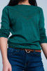 Green Woolen Sweater With Textured Detail