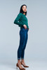Green Woolen Sweater With Textured Detail