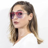 Women's Trendy Oversize Flat Top Metal Frame Sunglasses