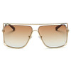 Women's Trendy Oversize Flat Top Metal Frame Sunglasses