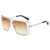 Women's Trendy Oversize Flat Top Metal Frame Sunglasses