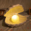 Ceramic Shell Pearl Night Light Mermaid Fairy Bedroom Bedside Lamp Storage Home Decor Gift