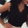 Lace Neckline and Border Small Cap Lace Sleeve Tank Top - Sizes S M L XL