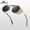 2019 Retro Steampunk Sunglasses Round Designer Steam Punk Metal Shields Sunglasses Men Women UV400 Gafas de Sol