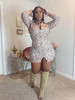 Leopard Back out Button up Dress