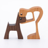a man a dog whipped wood sculpture wood handmade bbdw01
