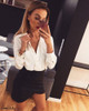 Snake Skin Leopard Printed Blouse Women Elegant V-Neck Loose Long Sleeve Shirts Tops Casual Streetwear