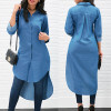 Women New Denim Blue Shirt Long Sleeve Loose Blouse Lady Casual Jean Shirts Tops Fashion Long Shirt