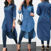Women New Denim Blue Shirt Long Sleeve Loose Blouse Lady Casual Jean Shirts Tops Fashion Long Shirt