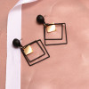 Round Geometric Drop Earrings