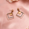 Round Geometric Drop Earrings